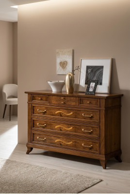 Wooden dresser in a classic style on elegant legs for living room or bedroom