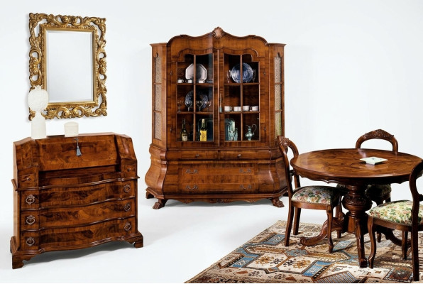 Complete set dining table 3 chairs dining room set display cabinet sideboard 6-piece set baroque