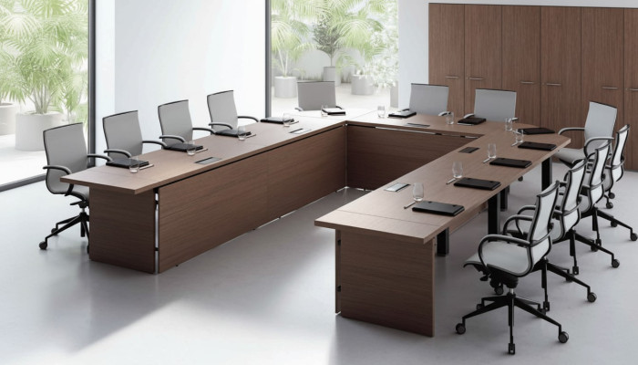 Conference table chairs group office furniture Italy office desk meeting table 7-piece set.