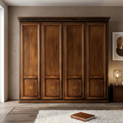 Luxury Wardrobe Closet Italian Furniture Bedroom Solid Wood Cabinets