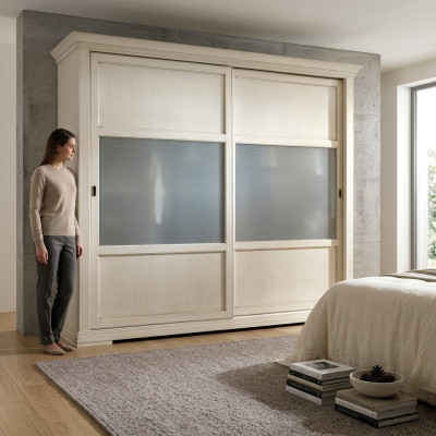 Luxury wardrobe Italian furniture bedroom closet solid wood cabinets