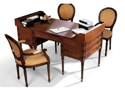 Table with chair, wooden desk, desk with drawers, workstation 2-piece.