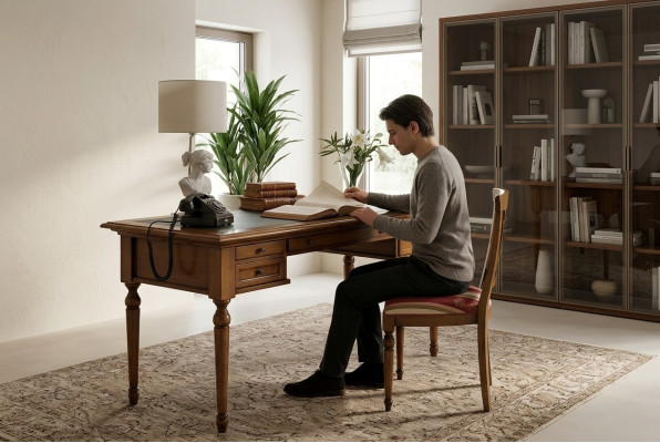 Desk Secretary Italian Furniture Table Chair Set Office 2-piece Desks