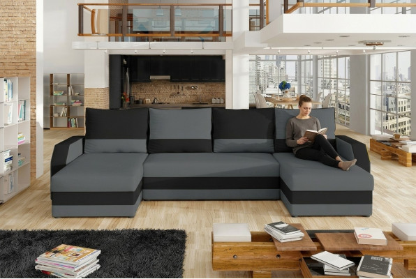 Corner fabric sectional U-shaped sofa couch design upholstered textile modern textile