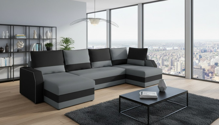 Corner fabric sectional U-shaped sofa couch design upholstered textile modern textile