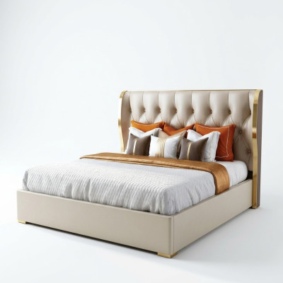 Designer double bed hotel luxury bedroom 180/200x200cm leather