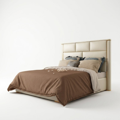 Designer double bed hotel luxury bedroom 180x200cm leather metal