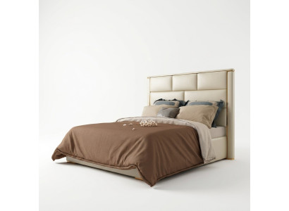 Designer double bed hotel luxury bedroom 180x200cm leather metal