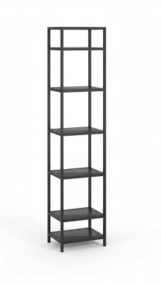 Regal glass metal shelf in modern design in black living room