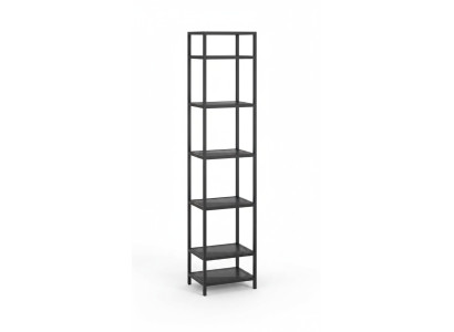 Regal glass metal shelf in modern design in black living room