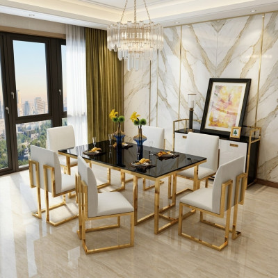 Design dining table wood with stainless steel elements tables decor dining room furniture