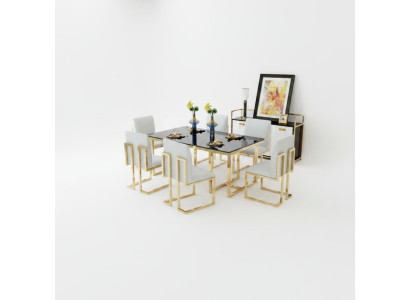 Design dining table wood with stainless steel elements tables decor dining room furniture