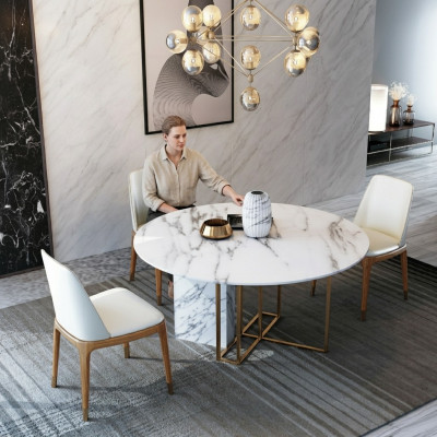 Design dining table wood with stainless steel elements decorative tables dining room furniture
