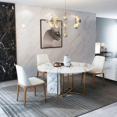 Design dining table wood with stainless steel elements decorative tables dining room furniture