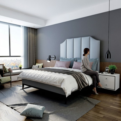 Bed Cushion Design Luxury Double Hotel Beds Sleep Room Leather 180x200cm