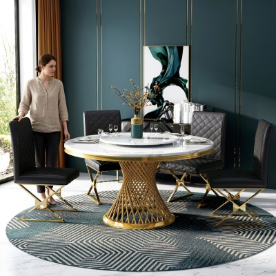 Design wood table round dining table round decor tables 130cm luxury class