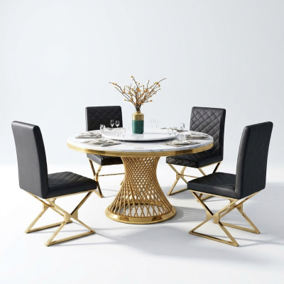 Design wood table round dining table round decor tables 130cm luxury class