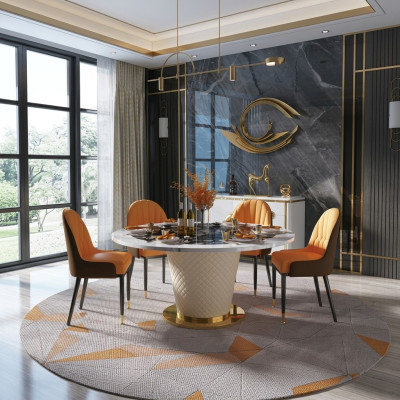 Designer dining room chair set tables armchairs 4x chairs table set