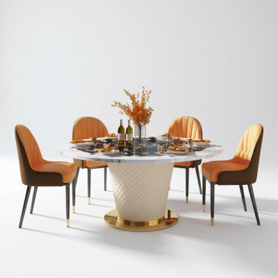 Designer dining room chair set tables armchairs 4x chairs table set