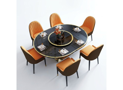 Design dining room chair set metal tables armchairs 6x chairs + table set