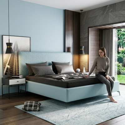 Double bed leather bed beds bed leather upholstery bedroom marriage