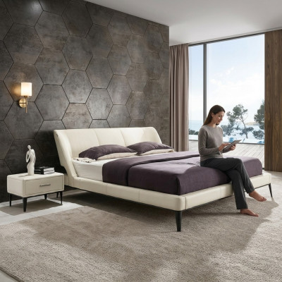 Designer wooden bed, noble furniture, double beds, new bedroom upholstery