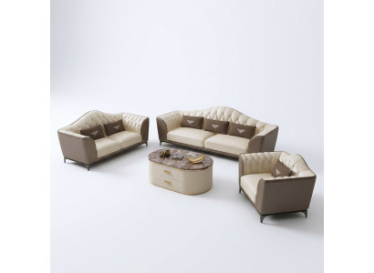 Complete Set Sofa Suite 3+2+1 Design Leather Sofa Leather Suite Couches