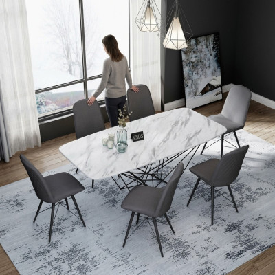 Design dining room set table + 6 chairs seat cushion ensemble tables