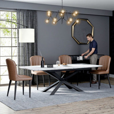 Dining room design furniture chair set table + 4 armchairs 5 piece set
