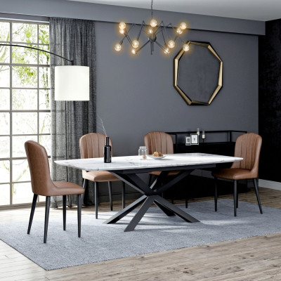 Dining room design furniture chair set table + 4 armchairs 5 piece set