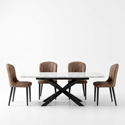 Dining room design furniture chair set table + 4 armchairs 5 piece set