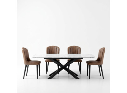 Dining room design furniture chair set table + 4 armchairs 5 piece set