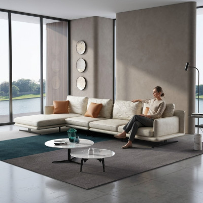 Designer leather sofa corner sofa upholstered corner couch seat decor L-shaped suite