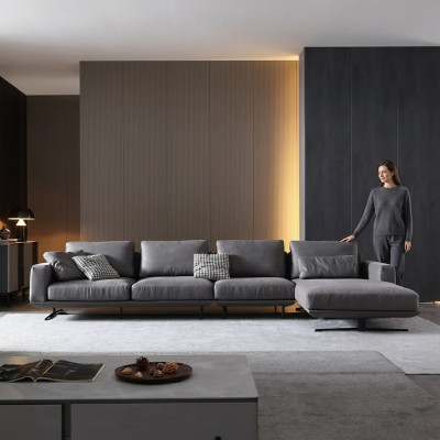Designer leather sofa, corner sofa, upholstered corner couch, decorative seating corner L-shaped suite