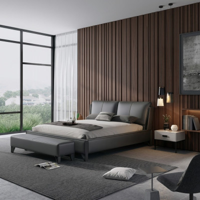Decorative bed, upholstery design, luxury double hotel beds, sleep, room, leather