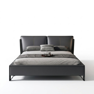 Decorative bed, upholstery design, luxury double hotel beds, sleep, room, leather