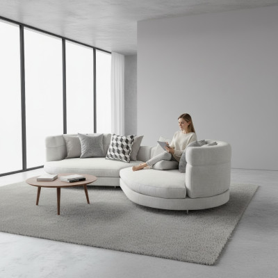 Round big XXL sofa, 4-seater luxury Italian design round couch, luxury upholstered sofas.