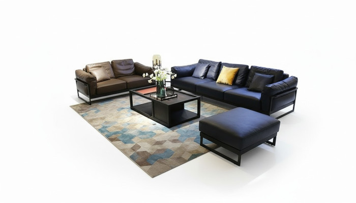 Exclusive sofa set 3+2 seater leather ottoman upholstery living room set