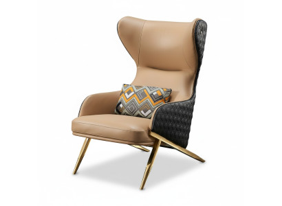 Chair Relax Leather Lounge Club Upholstery Design Couch Sofa Seat Luxury Beige New
