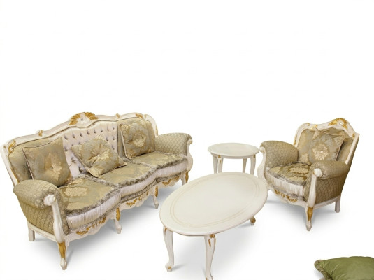 Classic living room set 4 pieces. Sofa set 31+ coffee table side table solid wood