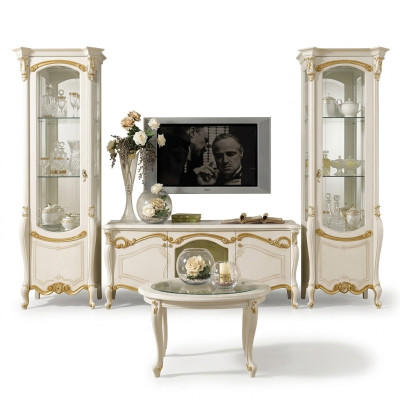 Classic Living Room Wall Cabinet Sideboard TV Stand Shelf Walls Closet 3-piece.