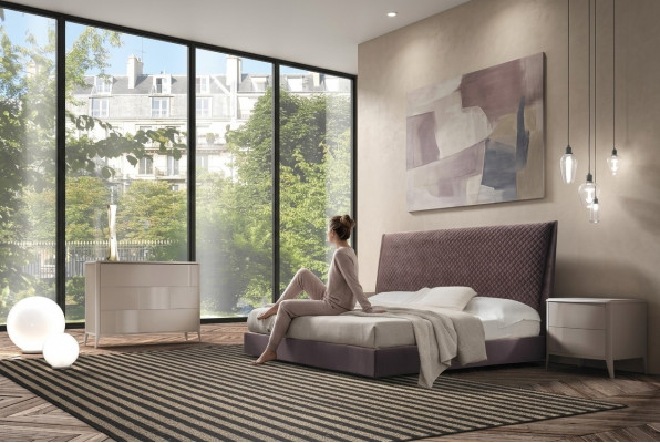 Bed + 2x nightstands 3-piece bedroom set design modern luxury Italy furniture new