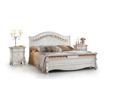 Bedroom 3-piece set bed 2x nightstand beds double hotel upholstered solid wood