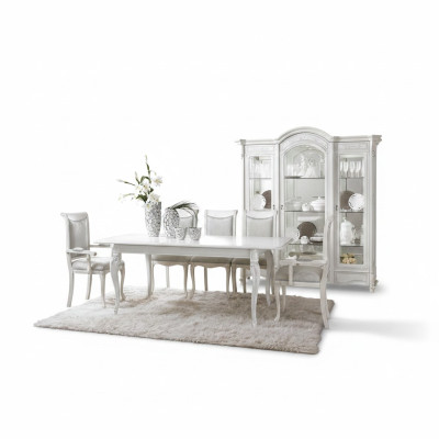 Classic dining room set table + 6 chairs suite table group chair textile