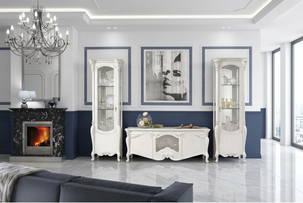 Classic living room wall cabinet sideboard display cabinet RTV shelf walls closet 3-piece.