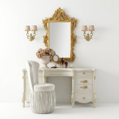 Classic dressing table with mirror luxury console dresser bedroom baroque