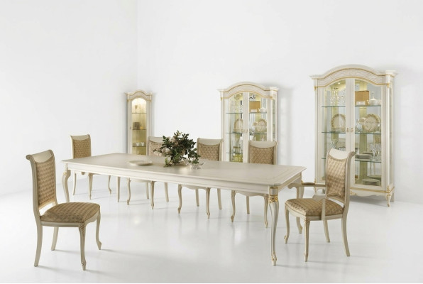 Classic style furniture Italian dining table 6 chair set ensemble