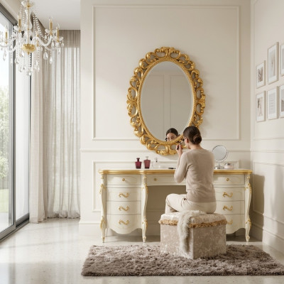 Makeup table mirror stool set complete dresser bedroom new 3-piece console