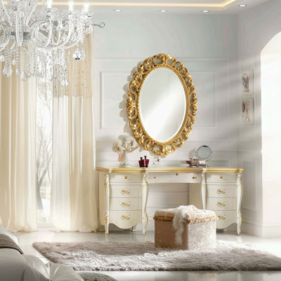 Makeup table mirror stool set complete dresser bedroom new 3-piece console