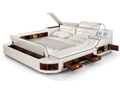 Luxury bed leather beds 180x200 multifunction bedroom lounger
